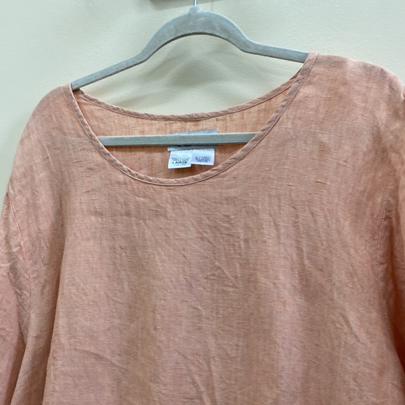 Flax women’s large peach color short sleeve linen top - Picture 4 of 4
